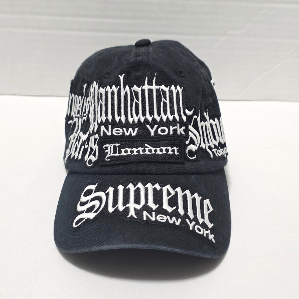 Supreme City Patches 6-Panel Hat Cap Black Embroidered Strapback
